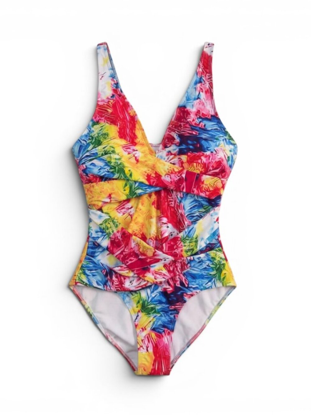 Tropical Multi-Color One-Piece Swimsuit - Flattering Ruched Fit